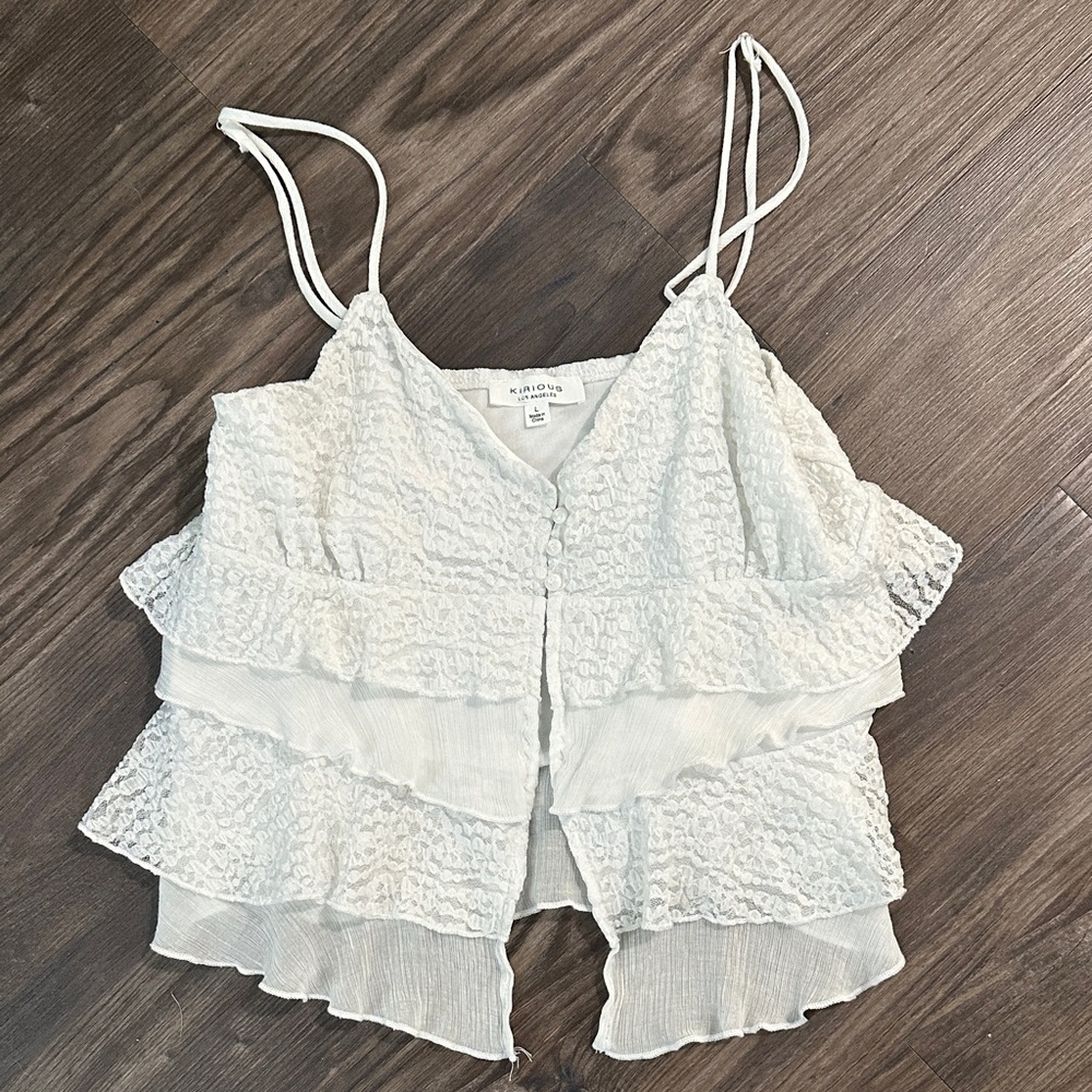 Elegant Cream Ruffled Camisole